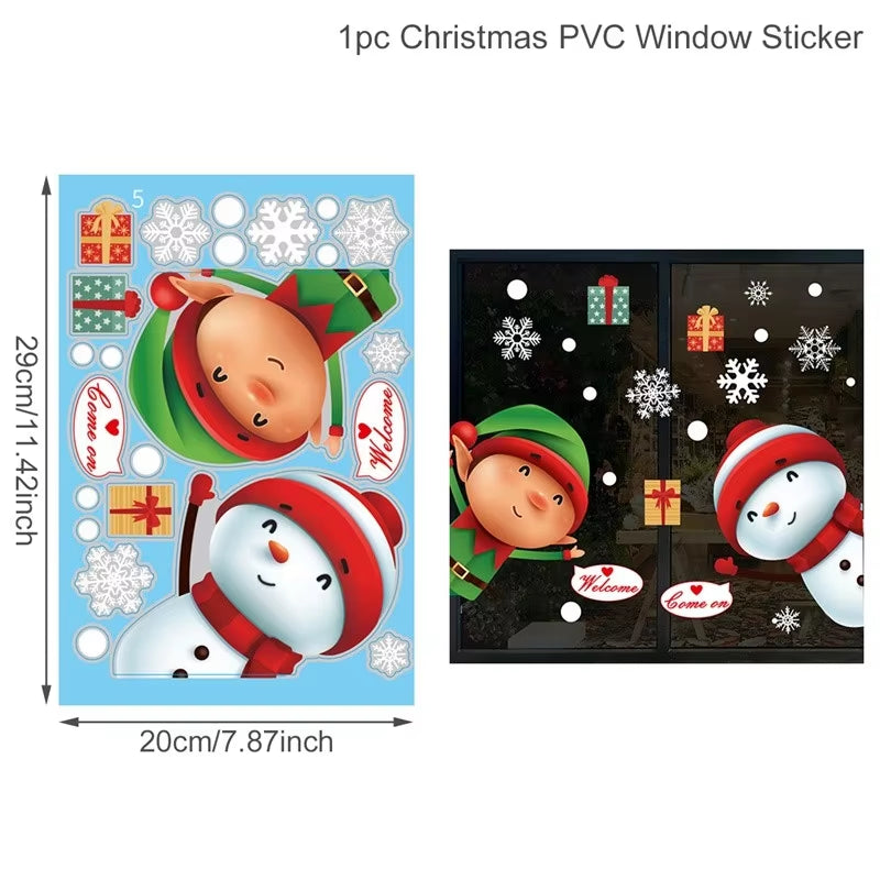 Christmas Window Stickers Merry Christmas Decorations for Home Christmas Wall Sticker Kids Room Wall Decals New Year Stickers