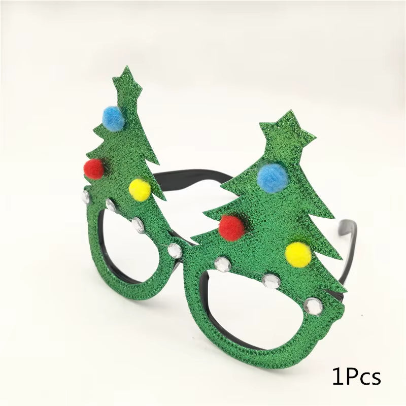 1Pcs Merry Christmas Photo Booth Props Santa Claus Snowman Glasses Frame Xmas Party Decoration New Year Eve Christmas Supplies