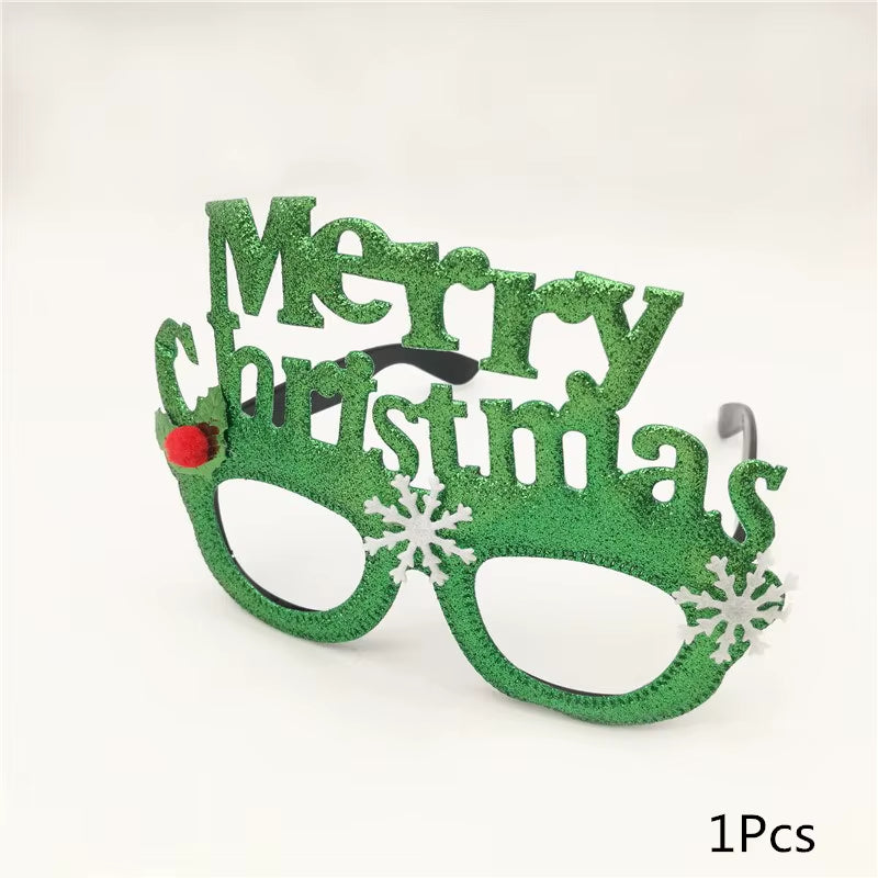 1Pcs Merry Christmas Photo Booth Props Santa Claus Snowman Glasses Frame Xmas Party Decoration New Year Eve Christmas Supplies