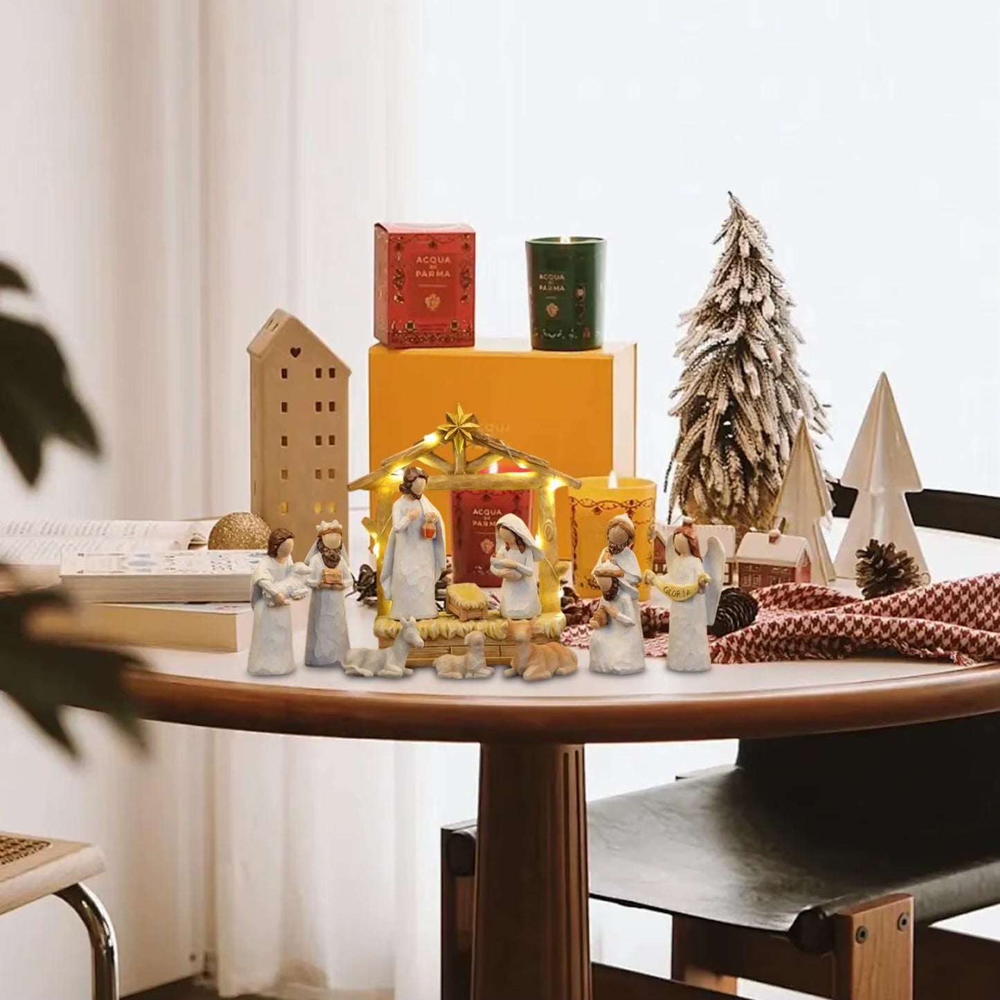 12 Pieces Figurines Christmas Decorations for Indoor Christmas Nativity Scene Nativity Scene Jesus Decor Miniature Figurines