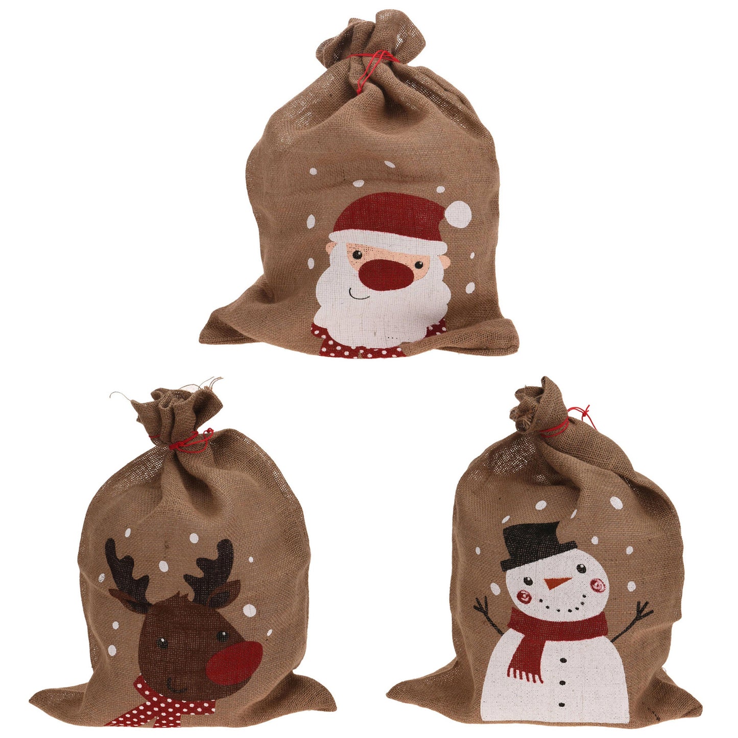 Christmas Sack Jute Bag Drawstring Gift Reusable Present Stocking Storage XL