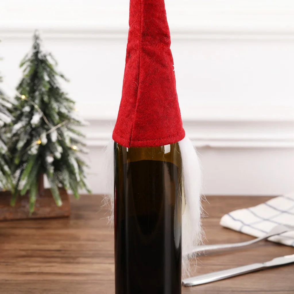 Gnome Christmas Wine Bottle Cover Merry Christmas Decorations for Home 2021 Christmas Ornaments Xmas Gifts Happy New Year 2022