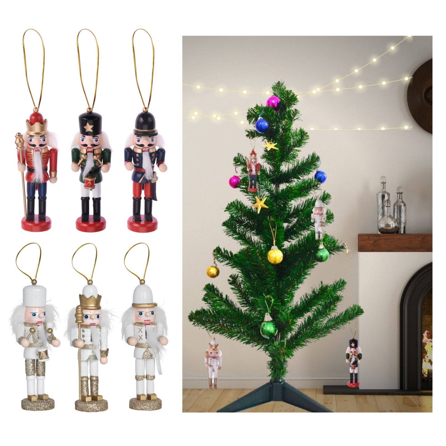 Christmas Nutcracker Soldier 3 Wooden Nut Cracker Xmas Tree Festive Ornament Dec