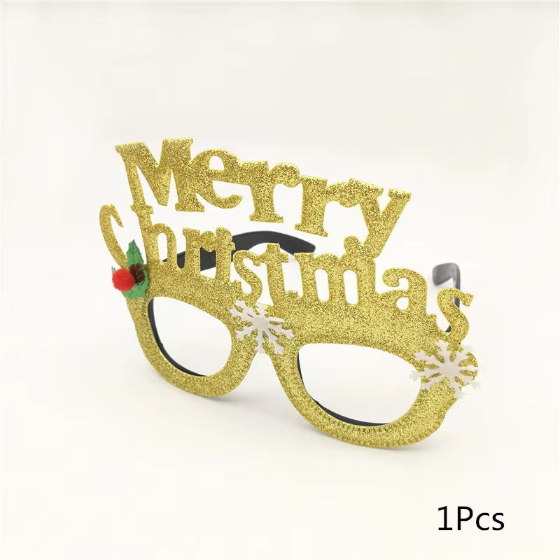 1Pcs Merry Christmas Photo Booth Props Santa Claus Snowman Glasses Frame Xmas Party Decoration New Year Eve Christmas Supplies
