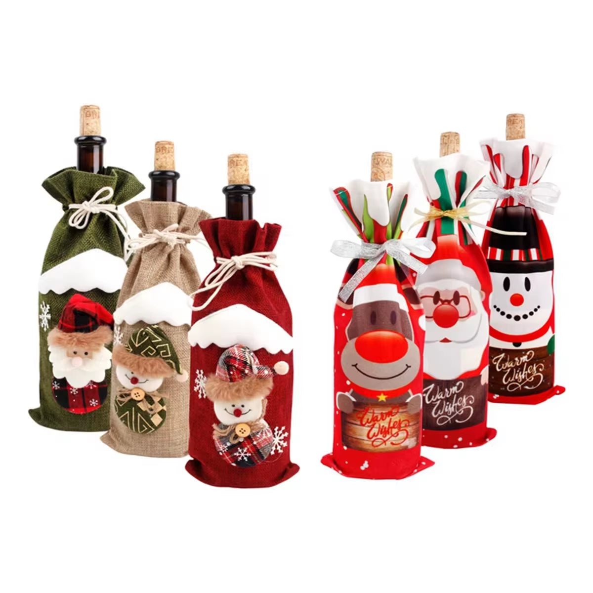 Christmas Wine Bottle Cover Merry Christmas Decorations for Home 2024 Christmas Ornament Xmas Table Decor Gift New Year 2025
