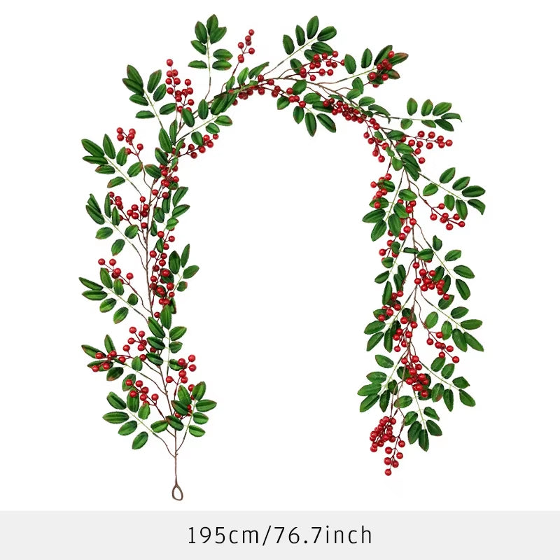 Christmas Fruit Rattan Artificial Plants, Holiday Party Decor, Wedding Decorations, Christmas Tree, Fake Floral, 2M