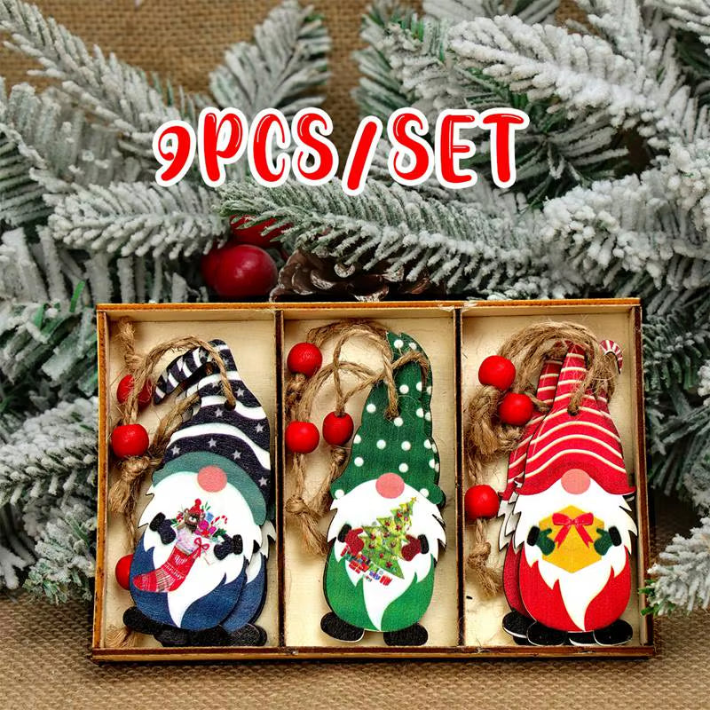 Christmas Gnome Wooden Pendant Merry Christmas Decorations for Home 2024 Cristmas Ornament Xmas Navidad Happy New Year 2025