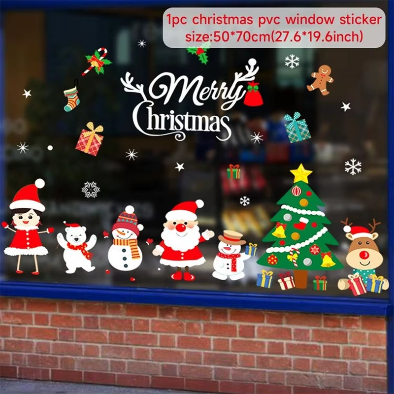 Christmas Window Stickers Merry Christmas Decorations for Home Christmas Wall Sticker Kids Room Wall Decals New Year Stickers