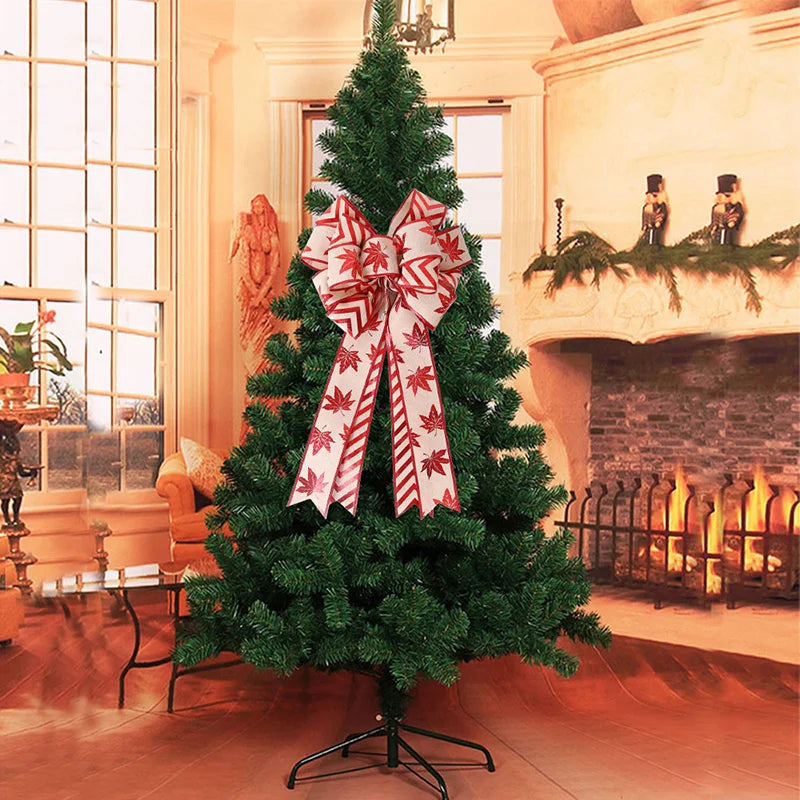 Large Christmas Bow Christmas Tree Decoration New Year'S Eve Decorations Christmas Party Ribbon Bow Linen Bowknot