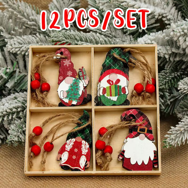 Christmas Gnome Wooden Pendant Merry Christmas Decorations for Home 2024 Cristmas Ornament Xmas Navidad Happy New Year 2025