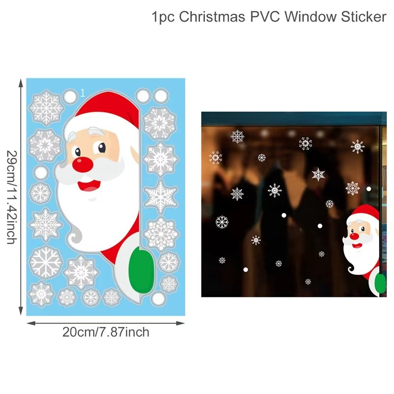 Christmas Window Stickers Merry Christmas Decorations for Home Christmas Wall Sticker Kids Room Wall Decals New Year Stickers