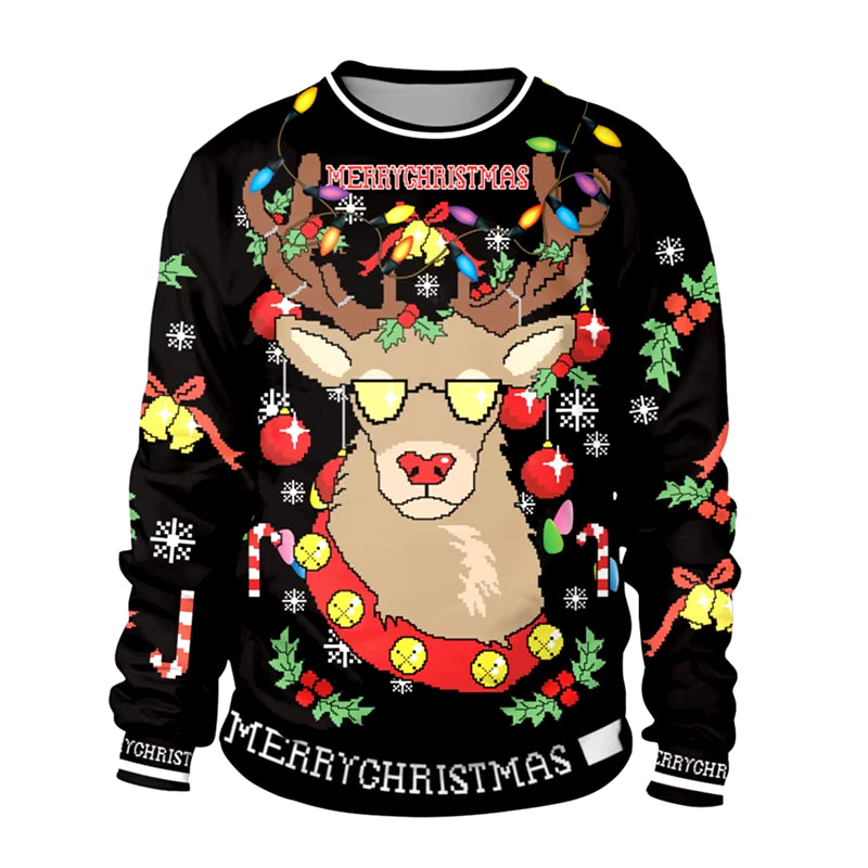 2025 Ugly Christmas Fake Sweater Gift, Christmas Elf Funny Pullover, Party Birthday Snowman, Christmas Sweatshirt