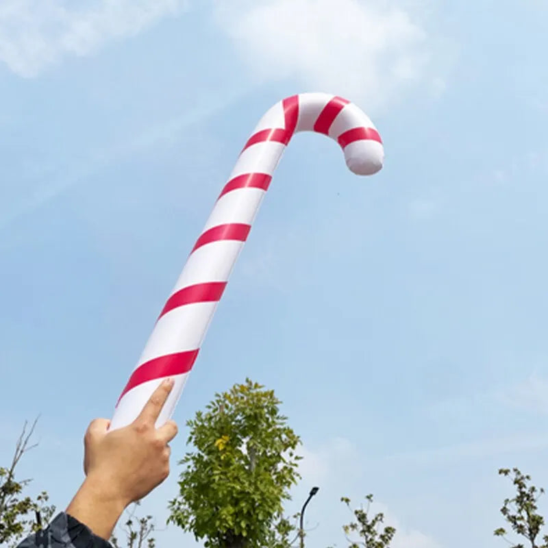 2Pcs Christmas Inflatable Walking Sticks Christmas Outdoor Candy Coloured Inflatable Walking Sticks Christmas Decoration