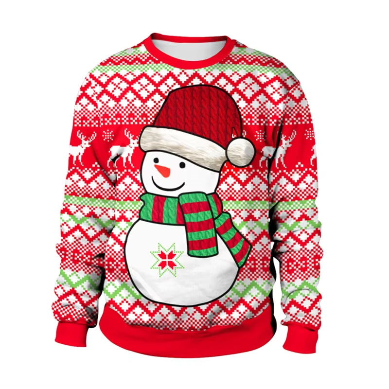 2025 Ugly Christmas Fake Sweater Gift, Christmas Elf Funny Pullover, Party Birthday Snowman, Christmas Sweatshirt