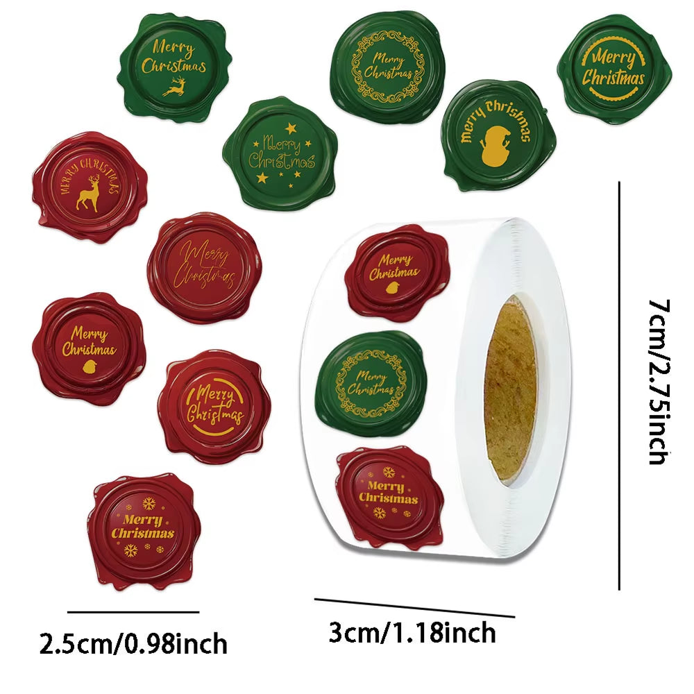 500PCS Christmas Seal Roll Stickers Exquisite Christmas Elements Envelope Label Stickers Decorative Blessing Creative Seal