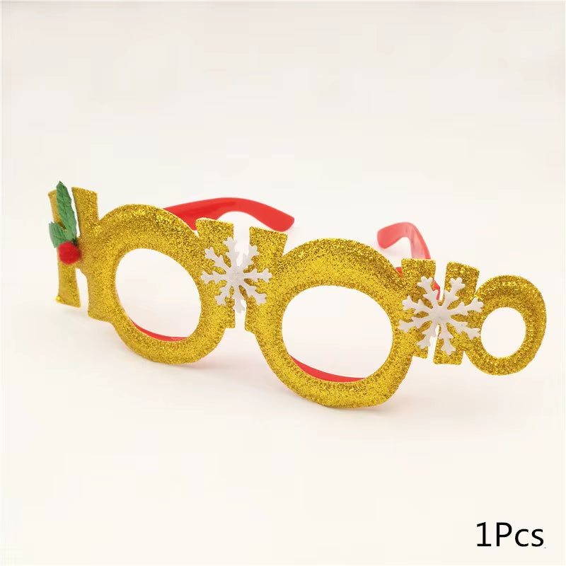 1Pcs Merry Christmas Photo Booth Props Santa Claus Snowman Glasses Frame Xmas Party Decoration New Year Eve Christmas Supplies