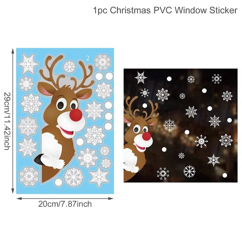 Christmas Window Stickers Merry Christmas Decorations for Home Christmas Wall Sticker Kids Room Wall Decals New Year Stickers