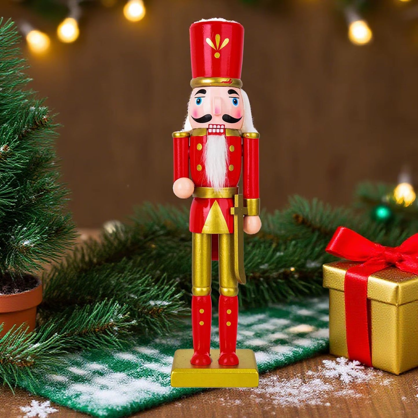 Christmas Nutcracker Wood Christmas Nutcracker Soldier Figure Ornaments Home Decor for Fireplace Festival Party Tree Entryway