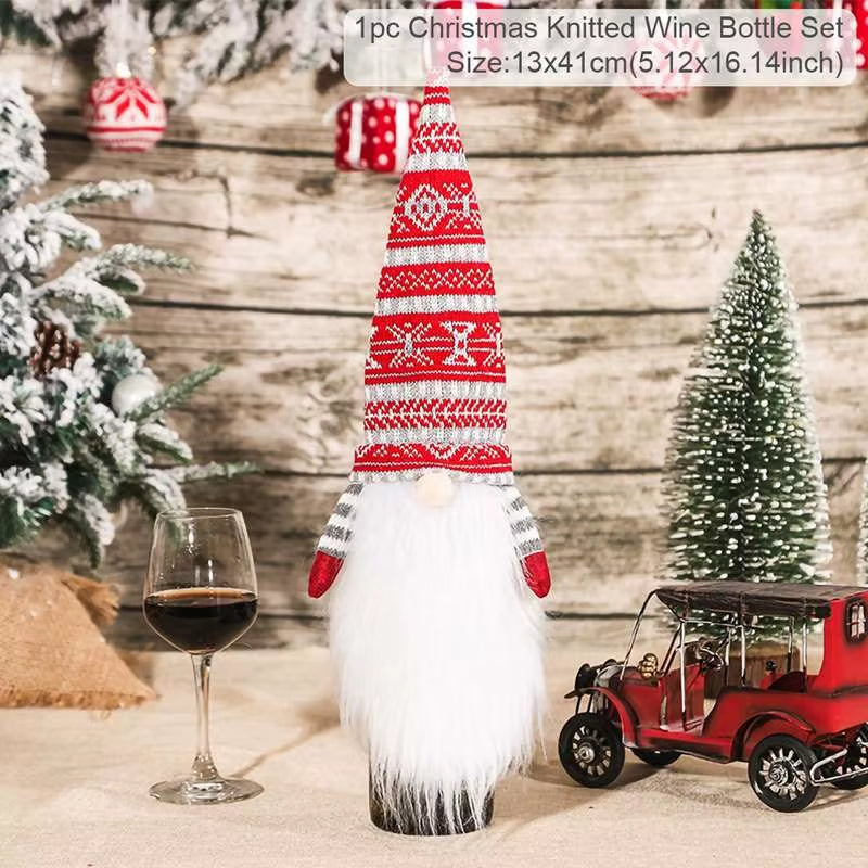Christmas Wine Bottle Cover Merry Christmas Decorations for Home 2024 Christmas Ornament Xmas Table Decor Gift New Year 2025