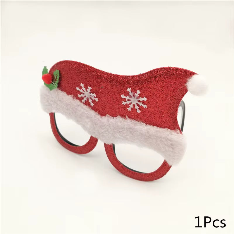 1Pcs Merry Christmas Photo Booth Props Santa Claus Snowman Glasses Frame Xmas Party Decoration New Year Eve Christmas Supplies