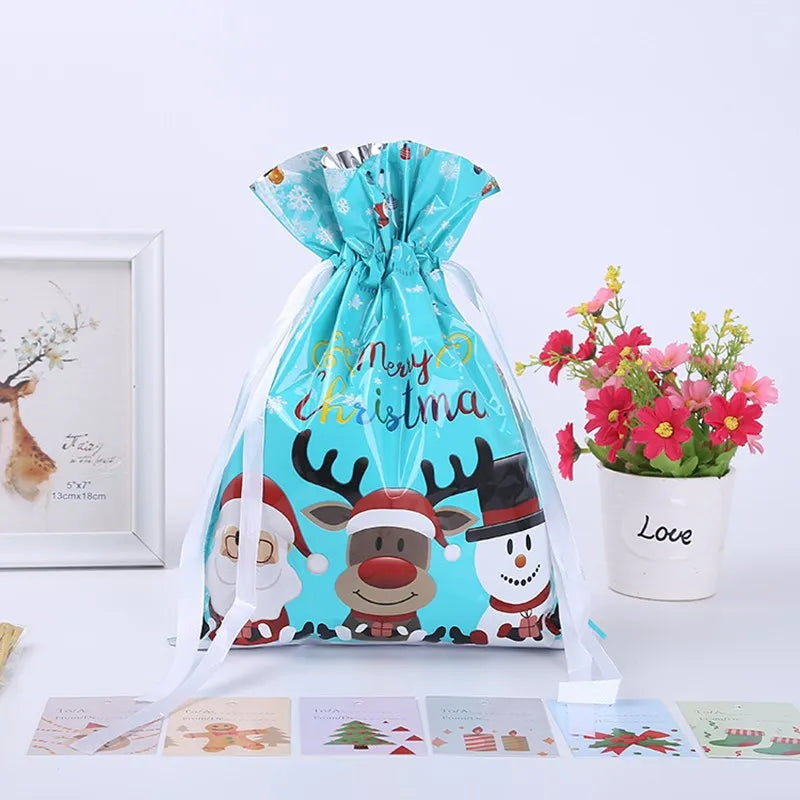 Large Storage Capacity 2022 New Year Christmas Sacks Reusable Drawstring Wrap Present Gift Party Bags Storage Gift Wraping