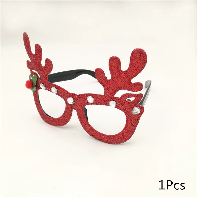 1Pcs Merry Christmas Photo Booth Props Santa Claus Snowman Glasses Frame Xmas Party Decoration New Year Eve Christmas Supplies