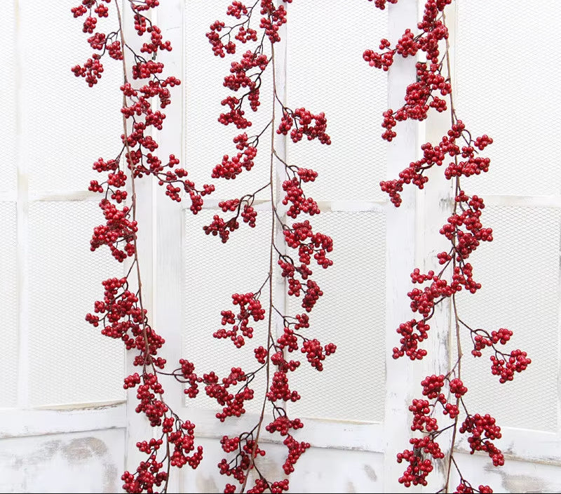 Christmas Fruit Rattan Artificial Plants, Holiday Party Decor, Wedding Decorations, Christmas Tree, Fake Floral, 2M