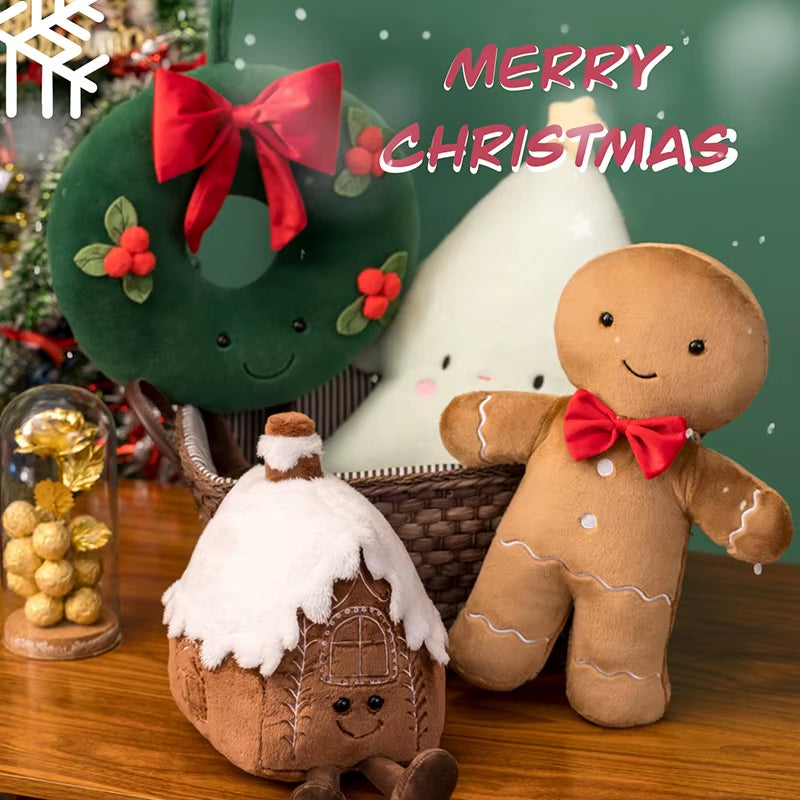 Christmas Gingerbread Stuffed Doll Pillow Christmas Tree House Wreath Chocolate Caramel Gingerbread Stuffed Toy Home Decor