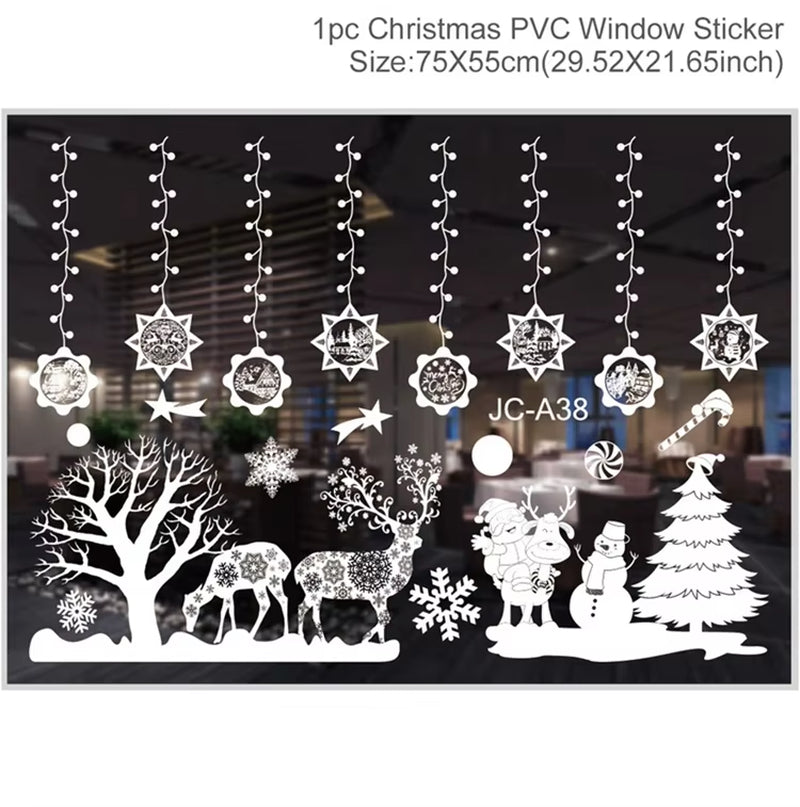 Christmas Window Stickers Merry Christmas Decorations for Home Christmas Wall Sticker Kids Room Wall Decals New Year Stickers