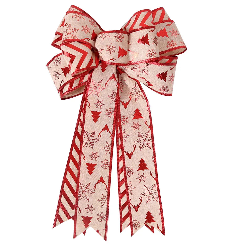 Large Christmas Bow Christmas Tree Decoration New Year'S Eve Decorations Christmas Party Ribbon Bow Linen Bowknot