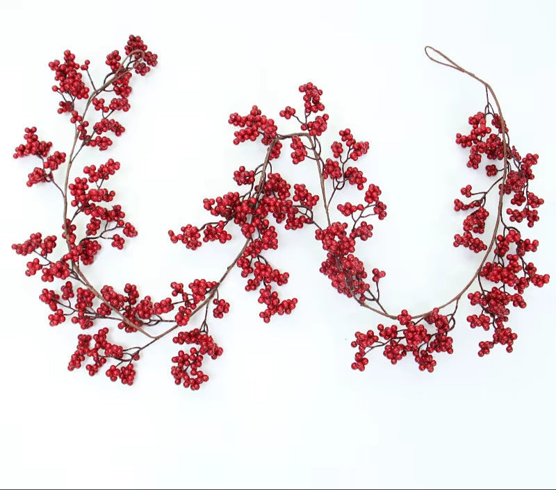 Christmas Fruit Rattan Artificial Plants, Holiday Party Decor, Wedding Decorations, Christmas Tree, Fake Floral, 2M