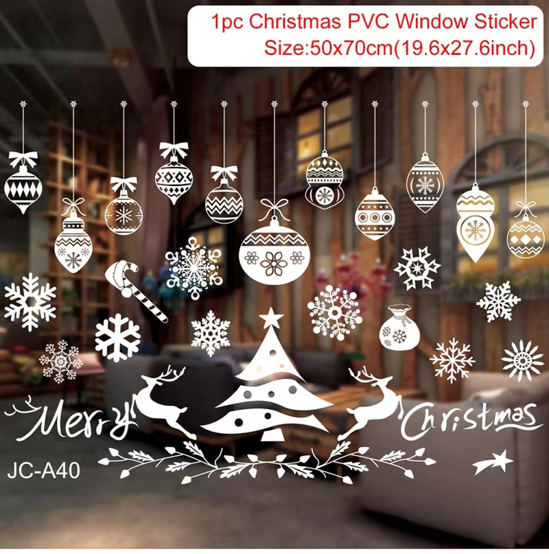 Christmas Window Stickers Merry Christmas Decorations for Home Christmas Wall Sticker Kids Room Wall Decals New Year Stickers