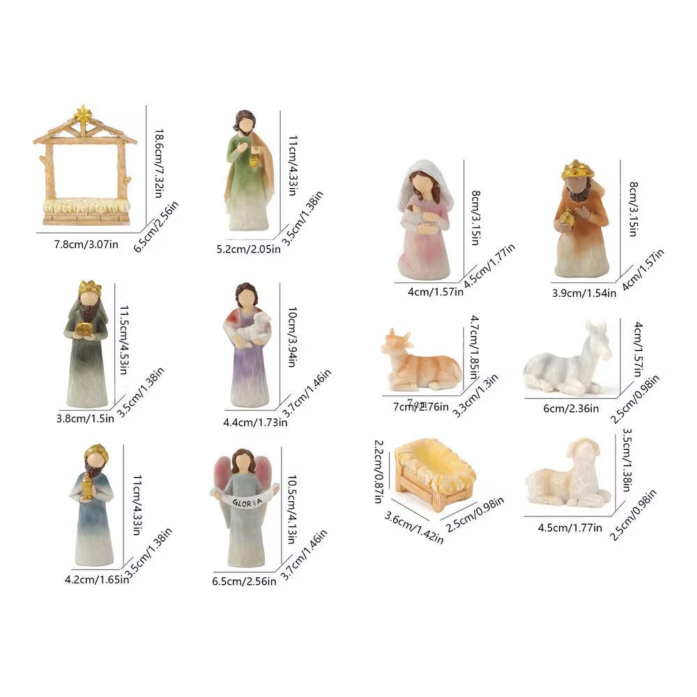 12 Pieces Figurines Christmas Decorations for Indoor Christmas Nativity Scene Nativity Scene Jesus Decor Miniature Figurines