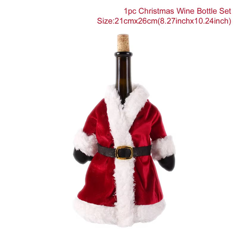 Christmas Wine Bottle Cover Merry Christmas Decorations for Home 2024 Christmas Ornament Xmas Table Decor Gift New Year 2025