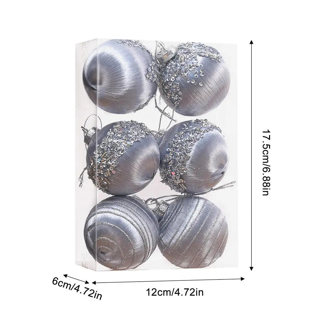 6Pcs Velvet Christmas Ball Ornaments Shatterproof Christmas Balls Velvet Christmas Tree Balls with Metal String for Home Party