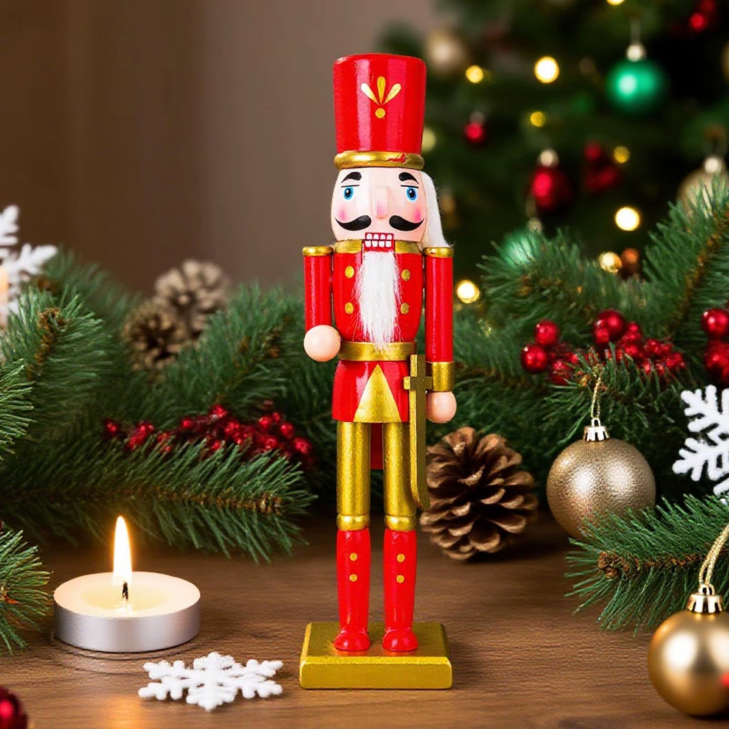 Christmas Nutcracker Wood Christmas Nutcracker Soldier Figure Ornaments Home Decor for Fireplace Festival Party Tree Entryway