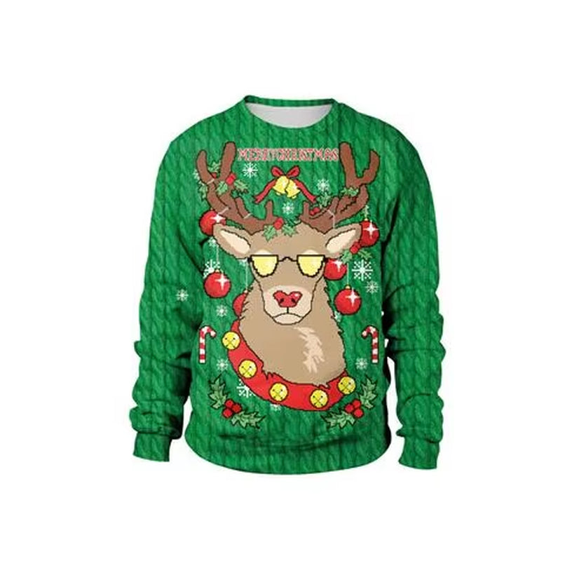 2025 Ugly Christmas Fake Sweater Gift, Christmas Elf Funny Pullover, Party Birthday Snowman, Christmas Sweatshirt