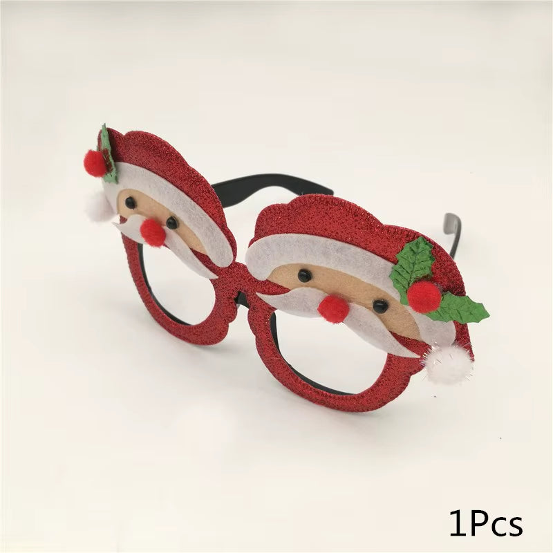 1Pcs Merry Christmas Photo Booth Props Santa Claus Snowman Glasses Frame Xmas Party Decoration New Year Eve Christmas Supplies