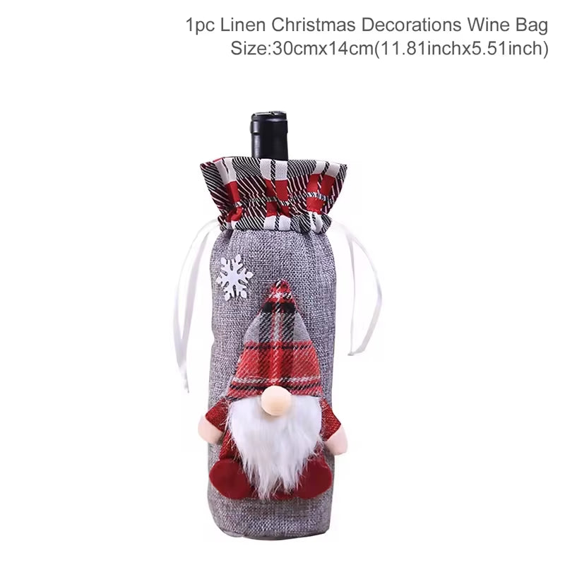 Christmas Wine Bottle Cover Merry Christmas Decorations for Home 2024 Christmas Ornament Xmas Table Decor Gift New Year 2025