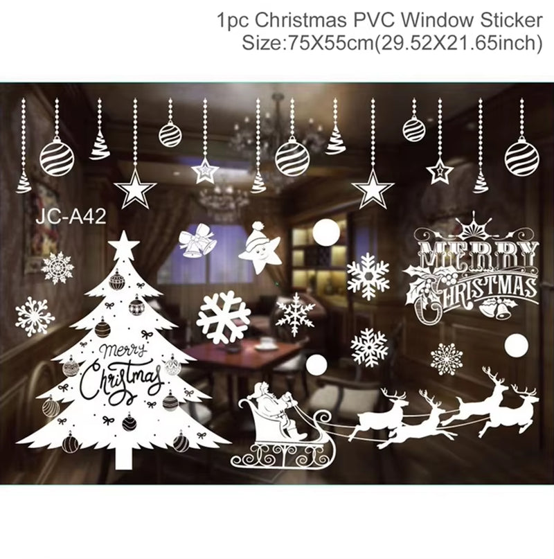Christmas Window Stickers Merry Christmas Decorations for Home Christmas Wall Sticker Kids Room Wall Decals New Year Stickers