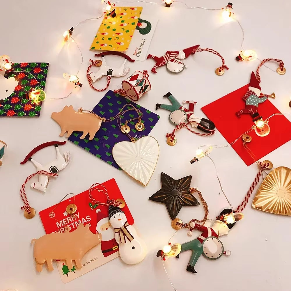12 PCS Christmas Party Nordic Christmas Decoration Metal Pendant Christmas Tree Room Party Holiday Decoration Ornaments