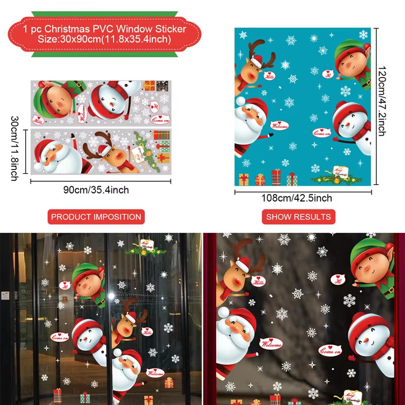 Christmas Window Stickers Merry Christmas Decorations for Home Christmas Wall Sticker Kids Room Wall Decals New Year Stickers
