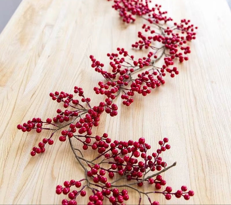 Christmas Fruit Rattan Artificial Plants, Holiday Party Decor, Wedding Decorations, Christmas Tree, Fake Floral, 2M