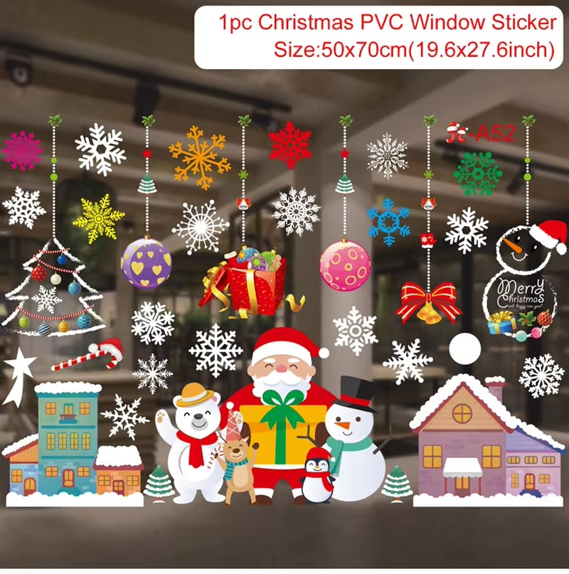 Christmas Window Stickers Merry Christmas Decorations for Home Christmas Wall Sticker Kids Room Wall Decals New Year Stickers