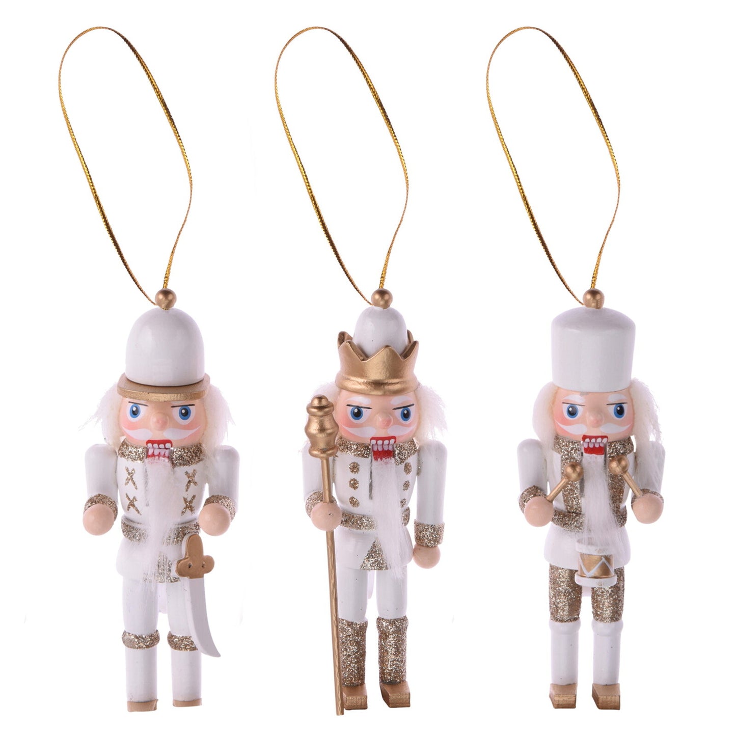 Christmas Nutcracker Soldier 3 Wooden Nut Cracker Xmas Tree Festive Ornament Dec