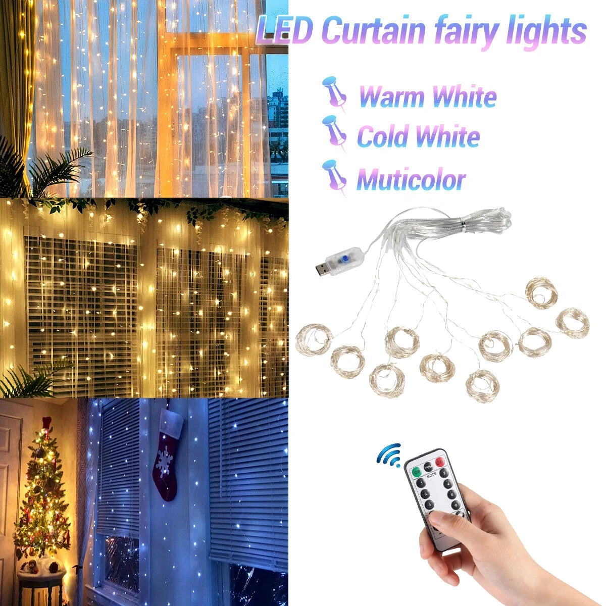 Christmas Lights Curtain Garland Merry Christmas Decorations for Home 2025 Christmas Ornaments Xmas Gifts Navidad New Year Decor
