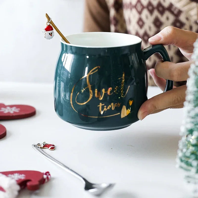 New Year 2021 Stainless Steel Christmas Spoons Xmas Party Coffee Spoon with Christmas Pendant Christmas Decorations Noel Gift