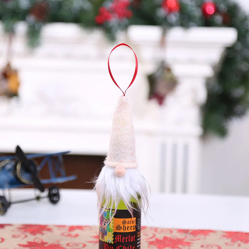 Gnome Christmas Wine Bottle Cover Merry Christmas Decorations for Home 2021 Christmas Ornaments Xmas Gifts Happy New Year 2022