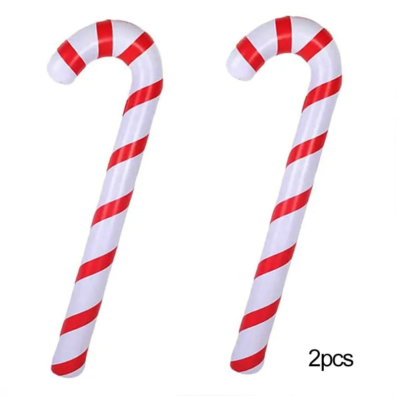 2Pcs Christmas Inflatable Walking Sticks Christmas Outdoor Candy Coloured Inflatable Walking Sticks Christmas Decoration