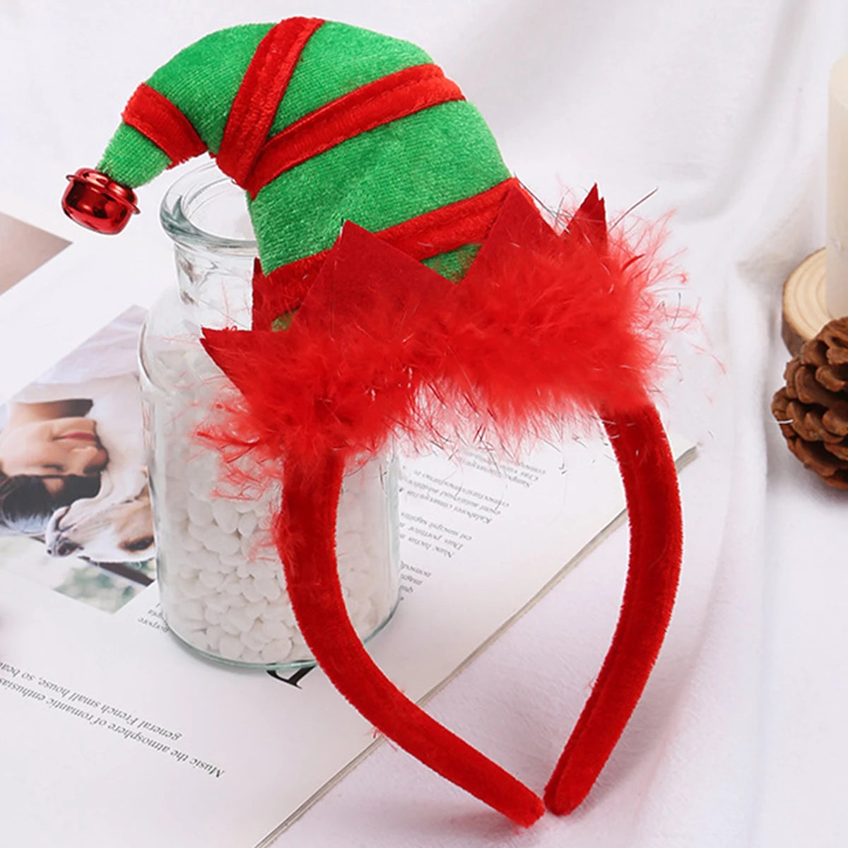 Christmas Headband Elk Horn Bell Sequin Christmas Hair Band Happy New Year Photo Props Merry Christmas Decor Gifts for Kids